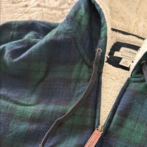 L.L. Bean plaid Sherpa-Lined flannel Hoodie